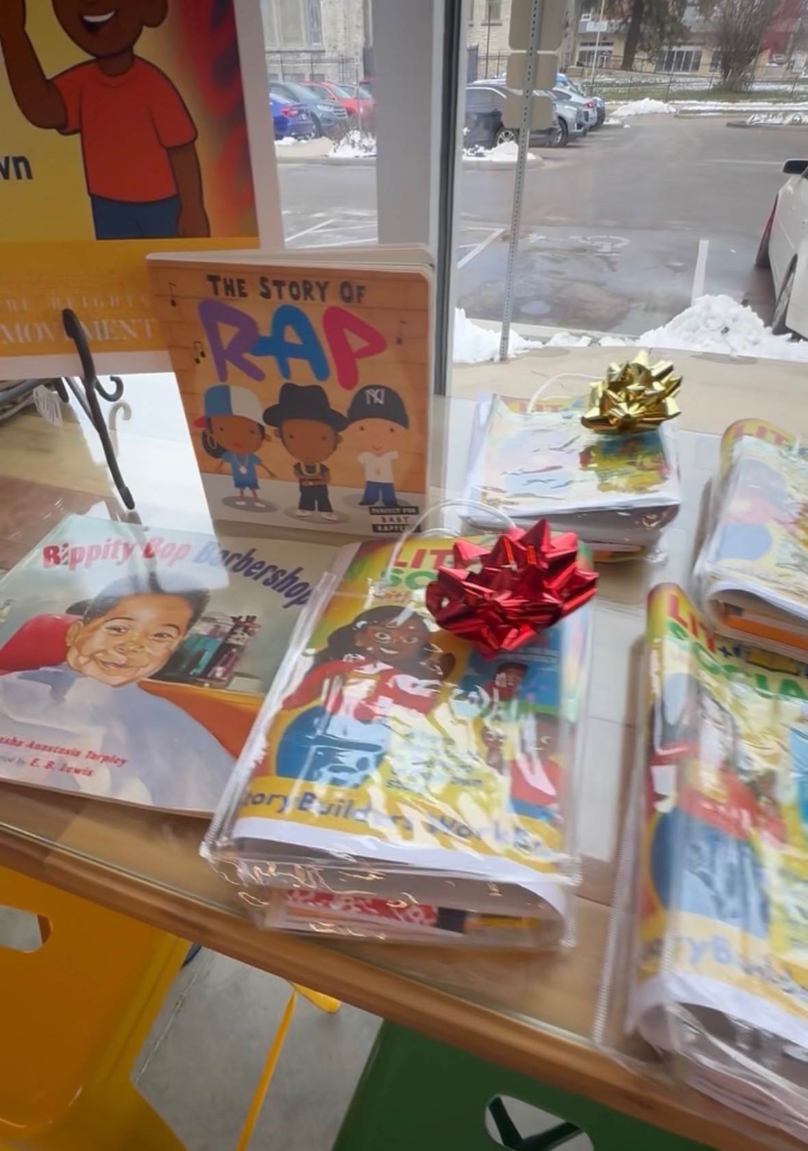 Story kits and book bundles on the table